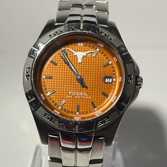 Texas Longhorns NCAA Stainless-Steel Men's Watch by Fossil NEW (RARE) - Picture 8 of 9
